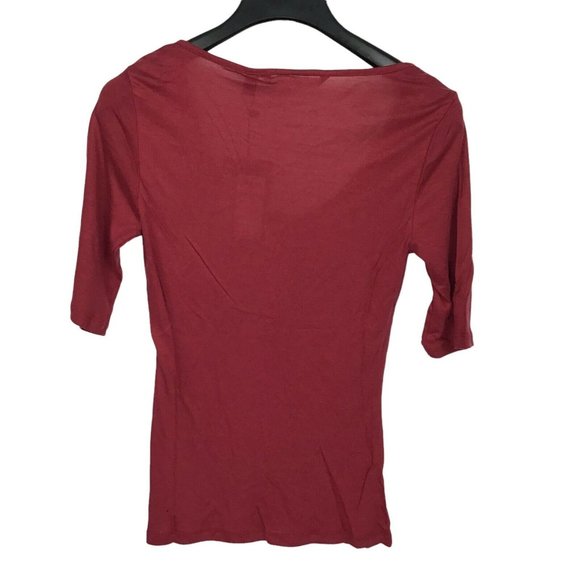 Vero Moda Womens T-Shirt Tammie 3/4 Sleeve Tee Stretch Button Red M Medium NWT - Picture 2 of 3